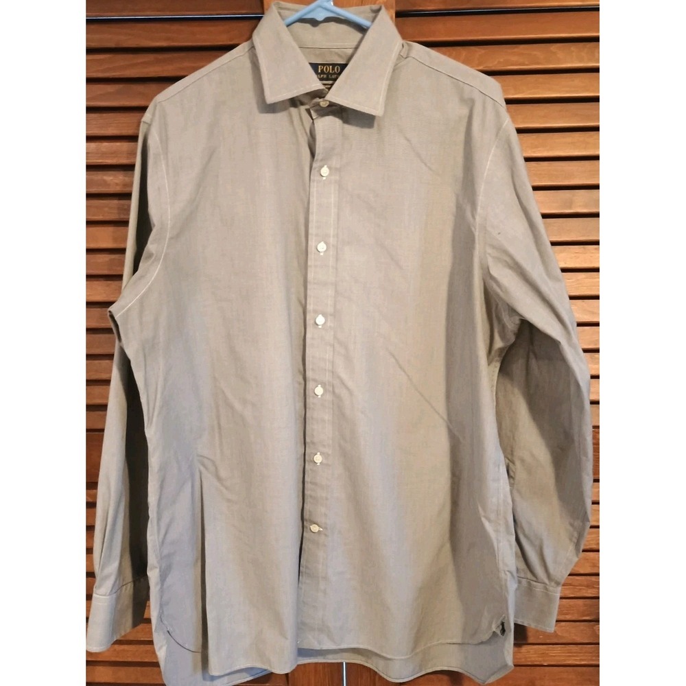 Polo Ralph Lauren Mens Gray Button Down Shirt Classic Fit 16.5 X 34/35 Easy Care